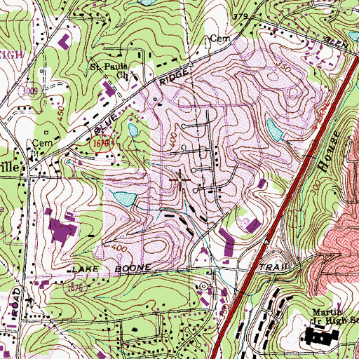 Topographic Map of Glen Eden, NC