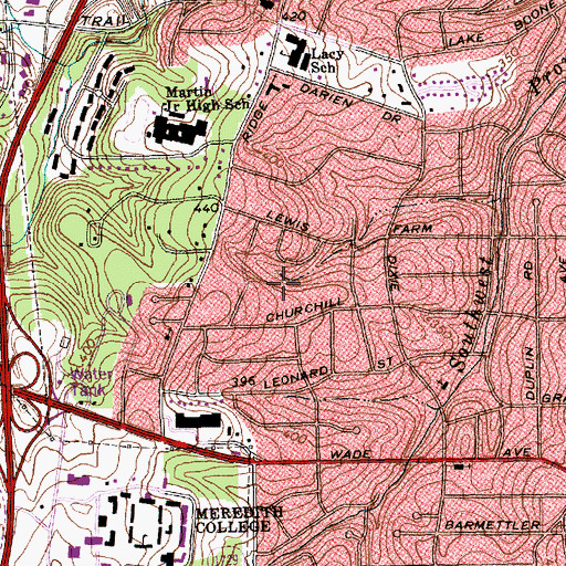 Topographic Map of Ridgewood, NC
