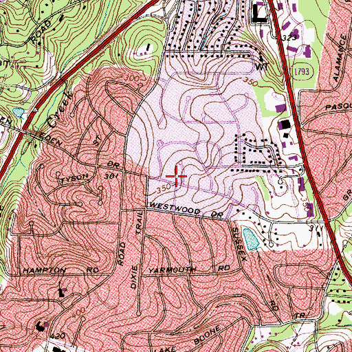 Topographic Map of Coley Lakes, NC