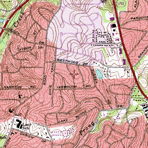 Topographic Map of Coley Forest, NC