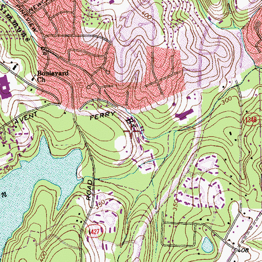 Topographic Map of Orchards, NC