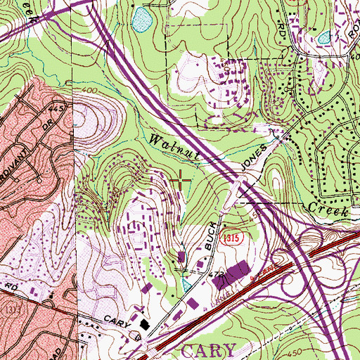 Topographic Map of Walnut Ridge, NC