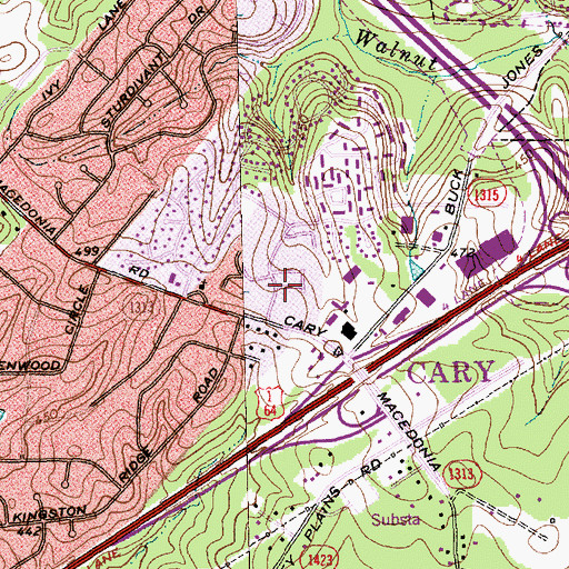 Topographic Map of Williamsburg Manor, NC