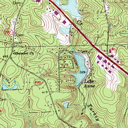 Topographic Map of Lake Anne, NC