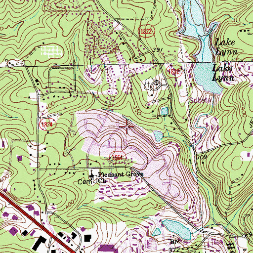 Topographic Map of Pickwick Village, NC