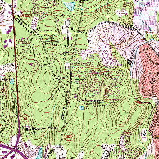 Topographic Map of Yorkshire Downs, NC