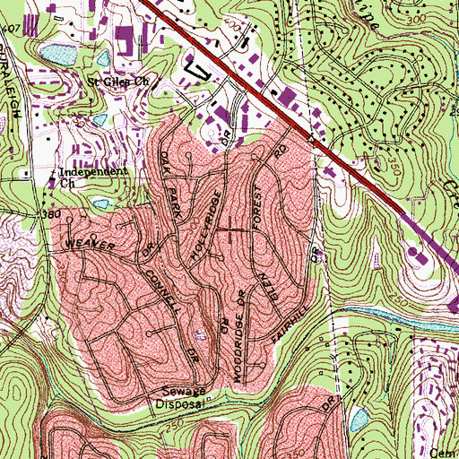 Topographic Map of Glen Forest, NC