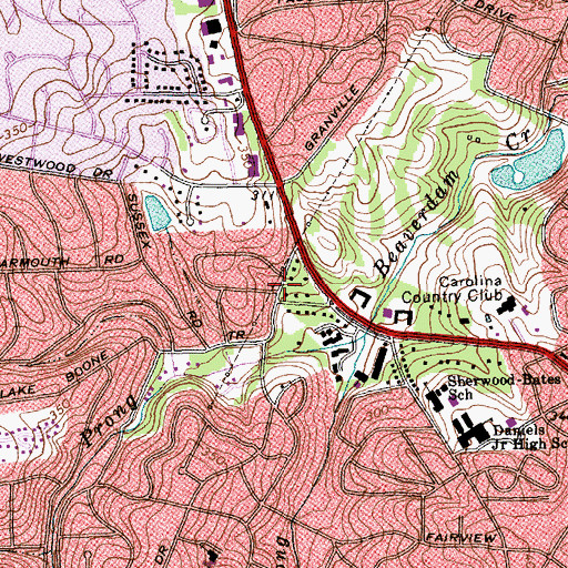 Topographic Map of Glenwood Village, NC