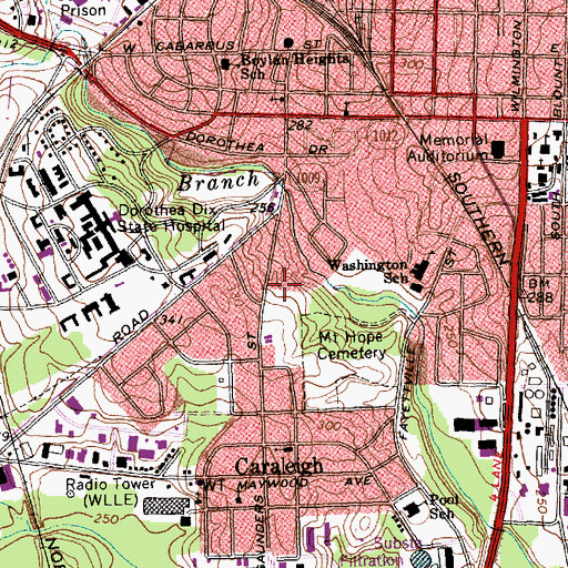 Topographic Map of Walnut Terrace, NC