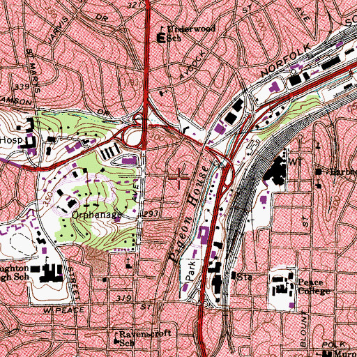 Topographic Map of Whitaker Park, NC