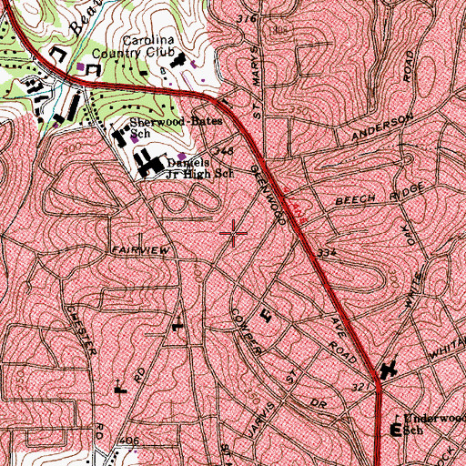 Topographic Map of Country Club Houses, NC