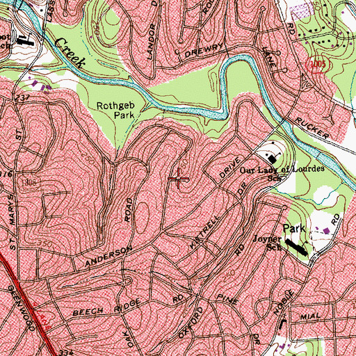 Topographic Map of Kenmore, NC