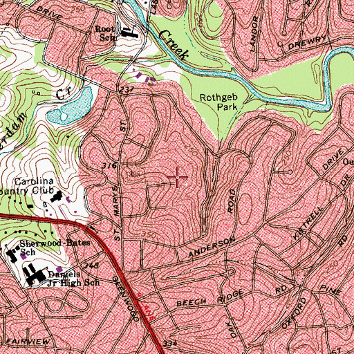 Topographic Map of Anderson Heights, NC