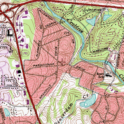 Topographic Map of Country Club Hills, NC