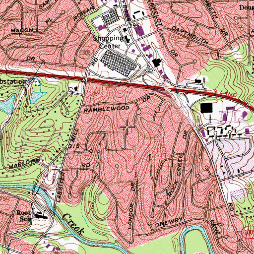 Topographic Map of Bellevue Terrace, NC