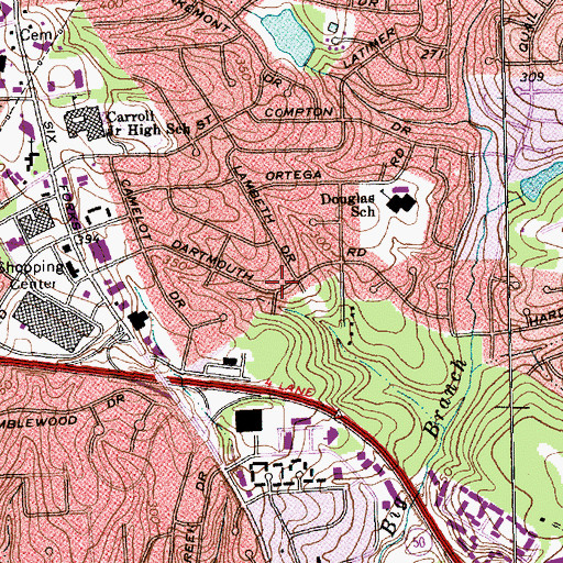 Topographic Map of North Hills Terrace, NC