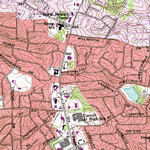 Topographic Map of Northglen, NC