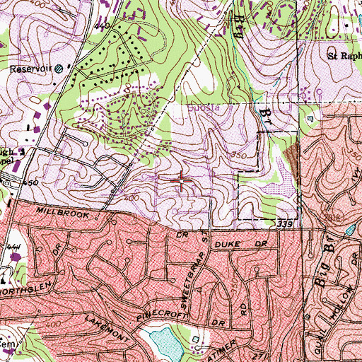 Topographic Map of Cedar Hills Estates, NC