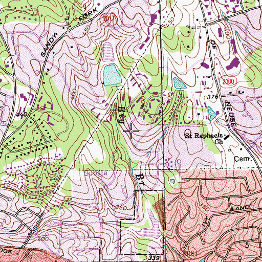 Topographic Map of Fairfax Hills, NC