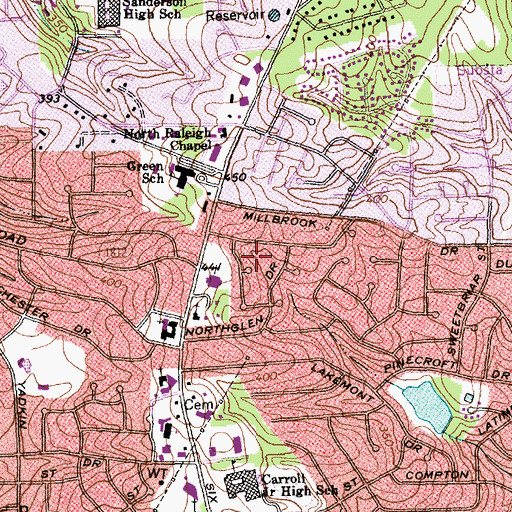 Topographic Map of Ashley Park, NC