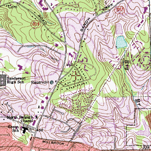 Topographic Map of Village Gate, NC
