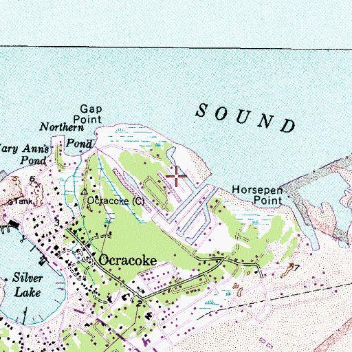 Topographic Map of Oyster Creek, NC