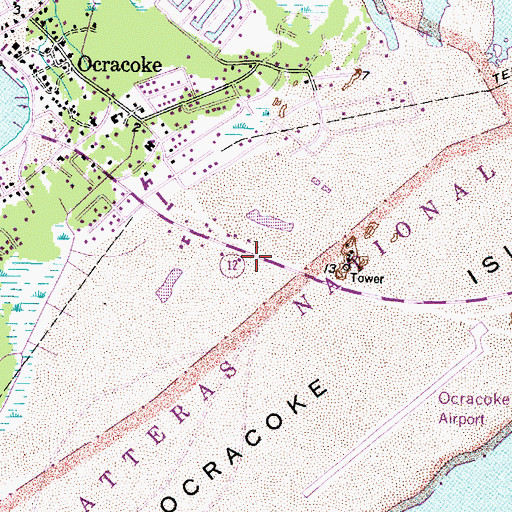 Topographic Map of Ocracoke Post Office, NC