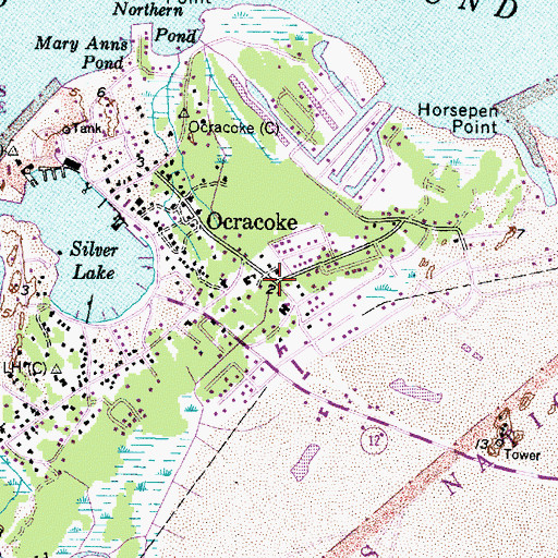 Topographic Map of Okracoke Fire Hall, NC