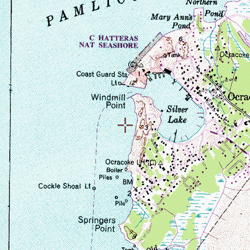 Topographic Map of Teaches Hole Channel, NC