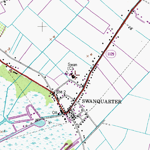 Topographic Map of Hyde County Schools Administrative Central Office, NC