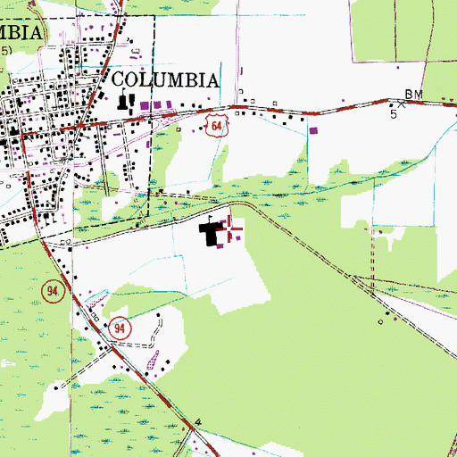 Topographic Map of Columbia High School, NC