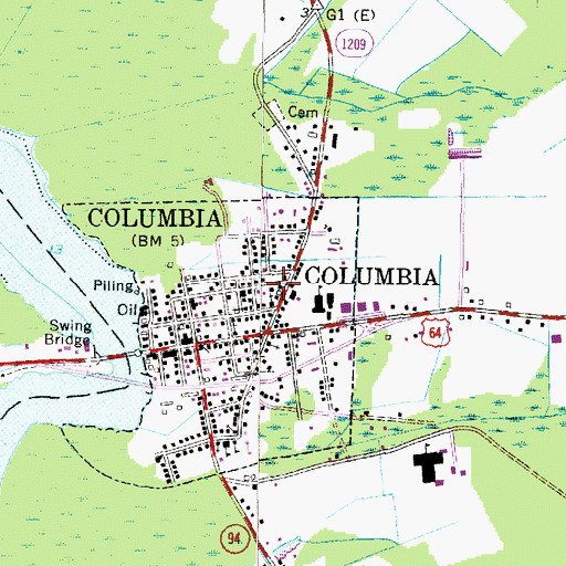 Topographic Map of Tyrrell County Schools Administration Office, NC