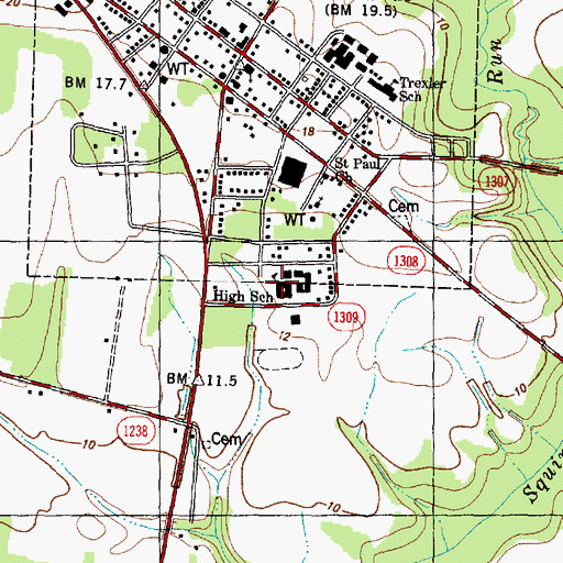 Topographic Map of Richlands High School, NC