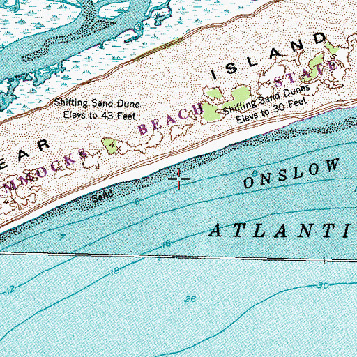 Topographic Map of Headys Beach, NC