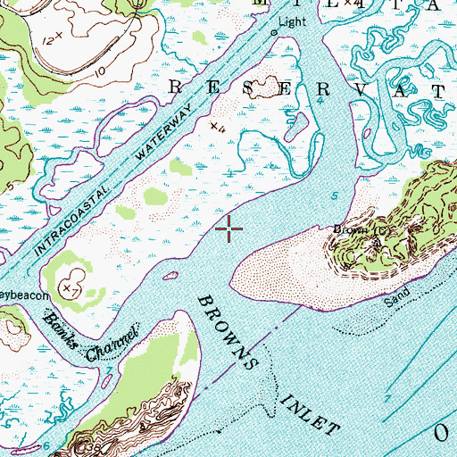 Topographic Map of Browns Sound, NC