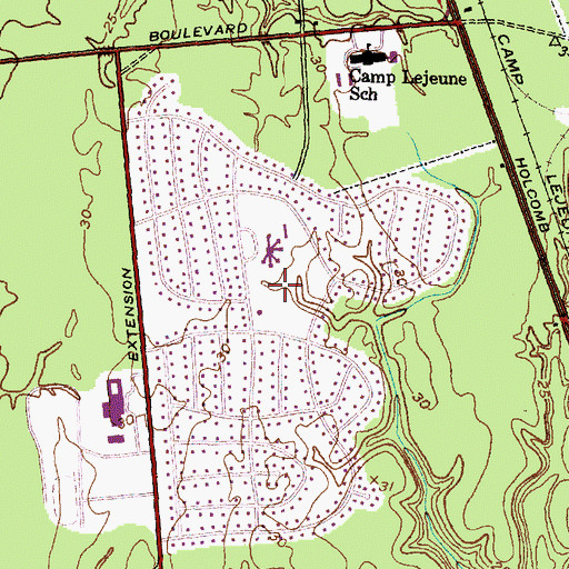 Topographic Map of Berkeley Manor Area, NC