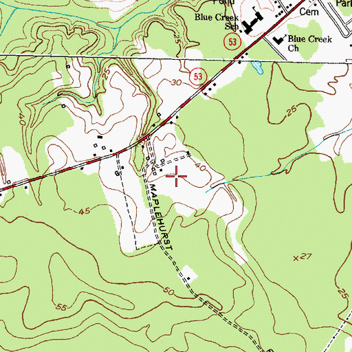 Topographic Map of Springdale Acres, NC
