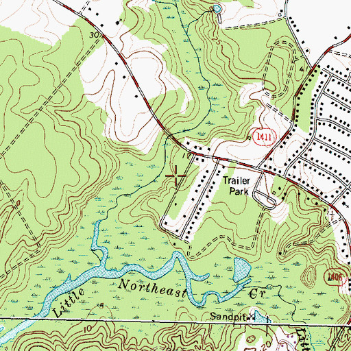 Topographic Map of Colonial Hills, NC