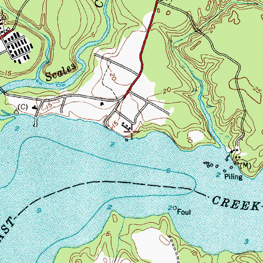 Topographic Map of Frenchmans Point, NC