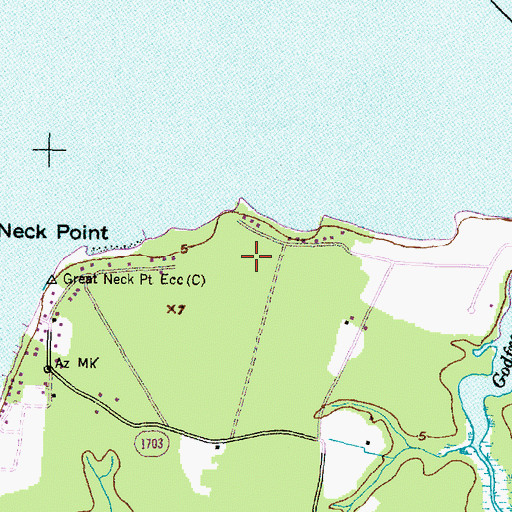 Topographic Map of Newasiac (historical), NC