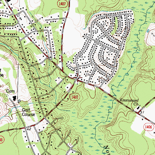 Topographic Map of Humphrey, NC