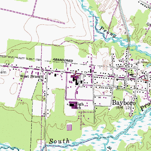Topographic Map of Pamlico High School, NC