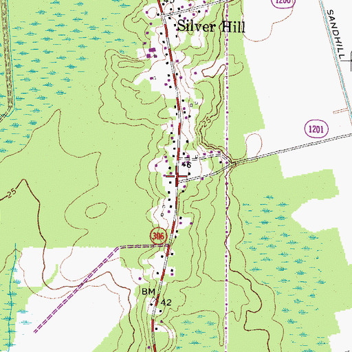 Topographic Map of Sandhill, NC
