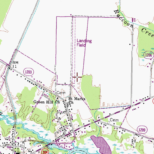 Topographic Map of Pamlico Airport, NC