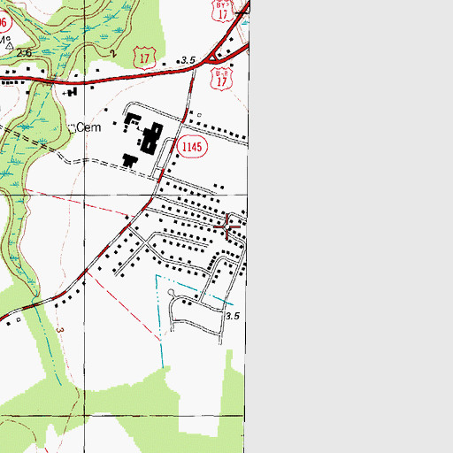 Topographic Map of Chesterfield Heights, NC