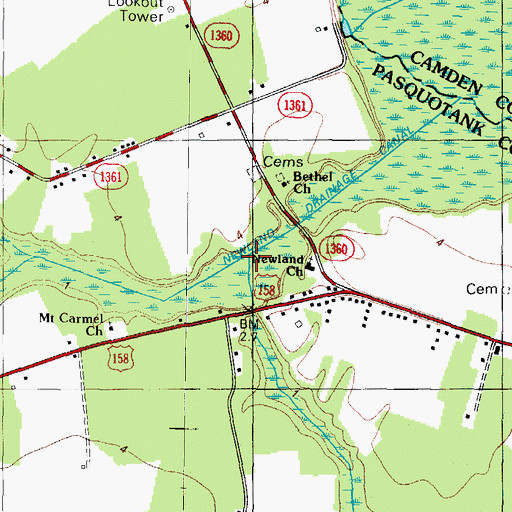 Topographic Map of Mill Pond Creek, NC