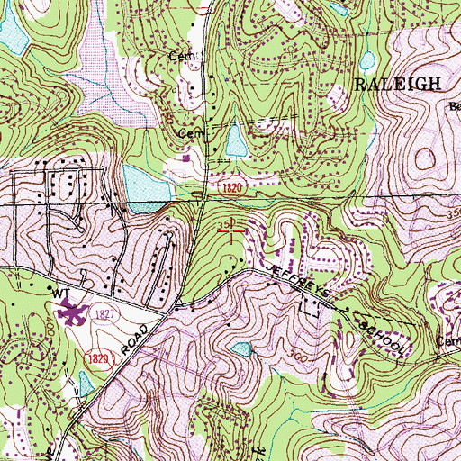 Topographic Map of Village on the Green, NC