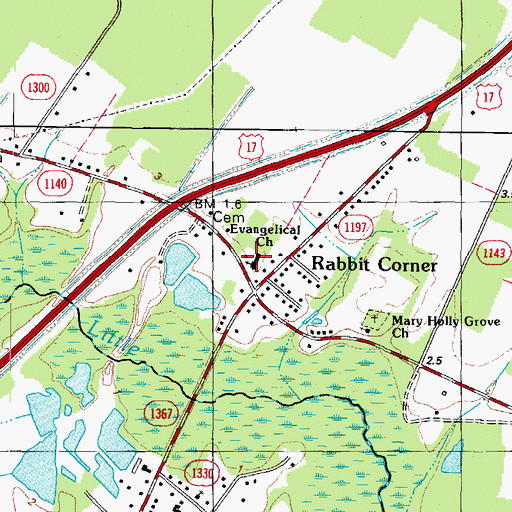 Topographic Map of Evangelical Church, NC