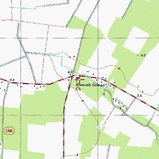 Topographic Map of Ramoth Gilead Church, NC