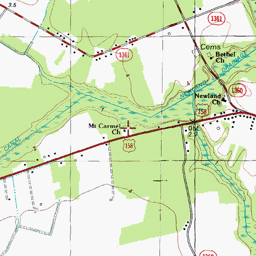 Topographic Map of Mount Carmel Church, NC